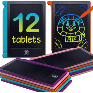 Mini LCD Writing Tablet 12-Pack, 4.5" Kids Doodle Boards, Party Favors, School Prizes, Fun Gifts
