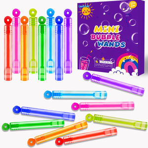 Party Goodie Bag Filler, 32 Mini Bubble Wands, Assorted Colors, Kids Birthday Favors, Non-Candy School Gifts