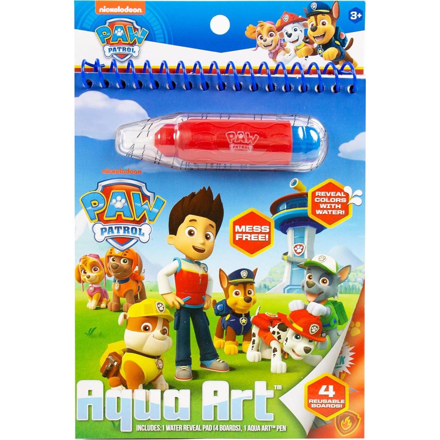 Horizon Group Paw Patrol Aqua Art Water Reveal Activity Book 4 Reusable Pages with Pen Toddler Travel Toy