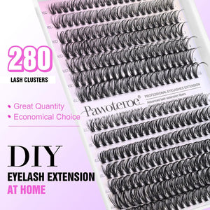 Pawotence Pawotence Lash Clusters 280pcs Individual Lashes 30D 40D Cluster Eyelash Extensions 9-16mm Eyelash Clusters Lash Extensions For Self Application (30D&40D, 0.07D, 9-16mm)
