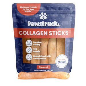 Pawstruck 5–7" Beef Collagen Sticks, 5-Pack, High Protein, Rawhide-Free Dog Chews, with Chondroitin & Glucosamine