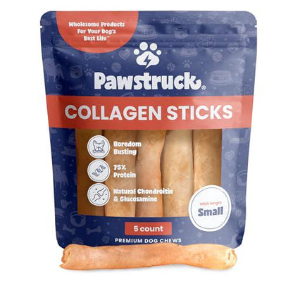 Pawstruck 5–7" Beef Collagen Sticks, 5-Pack, High Protein, Rawhide-Free Dog Chews, with Chondroitin & Glucosamine