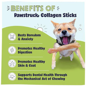 Pawstruck 5–7" Beef Collagen Sticks, 5-Pack, High Protein, Rawhide-Free Dog Chews, with Chondroitin & Glucosamine