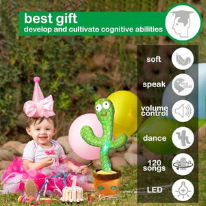 Pbooo Dancing & Talking Cactus Toy, Mimicking Singing LED Toy with 120 Songs, Baby Gift