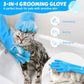 Pecute Pet Grooming Gloves Silicone with Five Finger Design for Bathing Massaging Dogs Cats Blue