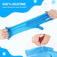 Pecute Pet Grooming Gloves Silicone with Five Finger Design for Bathing Massaging Dogs Cats Blue