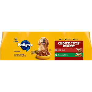 Pedigree Choice Cuts in Gravy Adult Wet Dog Food with Beef 13.2 oz Cans Pack of 12