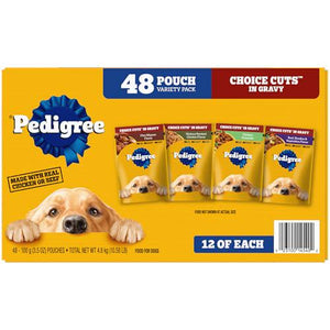 Pedigree Choice Cuts in Gravy Dog Food Variety Pack 3.5 oz Pouches Pack of 48