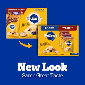 Pedigree Choice Cuts in Gravy Wet Dog Food 3.5 oz 18 Pouches Adult Variety Pack Soft Dog Meals