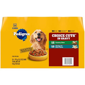 Pedigree Chicken and Rice Wet Dog Food 13.2 oz Cans Pack of 24 Choice Cuts in Gravy