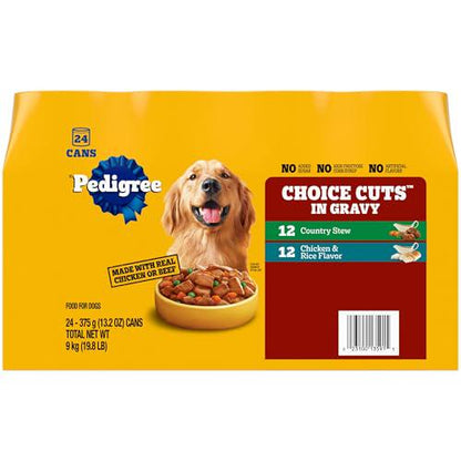 Pedigree Chicken and Rice Wet Dog Food 13.2 oz Cans Pack of 24 Choice Cuts in Gravy