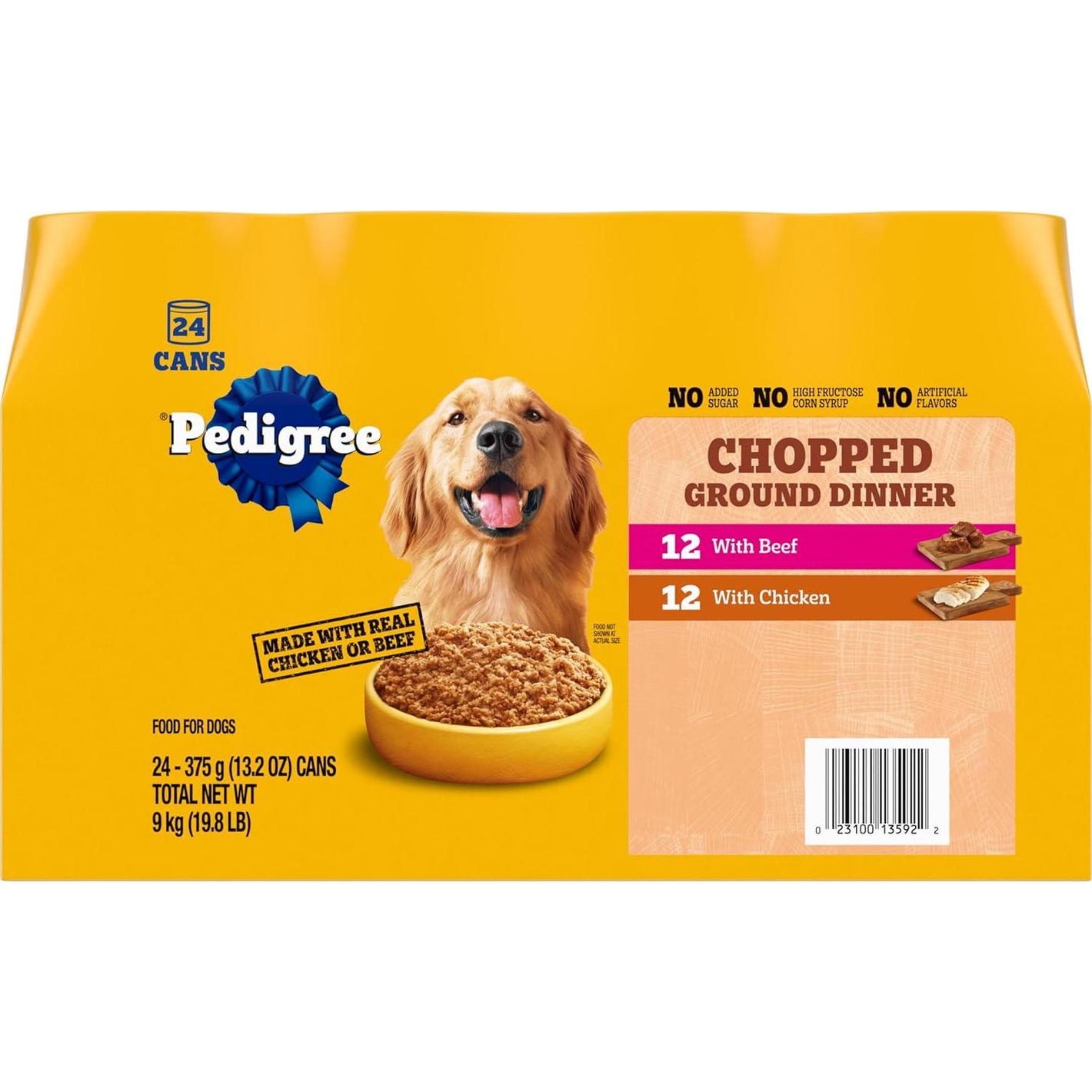 Pedigree Chopped Wet Dog Food 24 Cans 13.2 oz Chicken and Beef Variety Pack in Meaty Gravy
