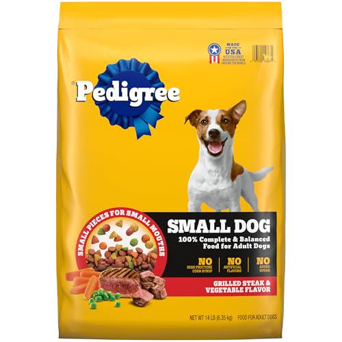 Pedigree Dry Dog Food for Small Adult Dogs 14 lb Bag Grilled Steak and Vegetable Flavor Complete Nutrition for Daily Feeding