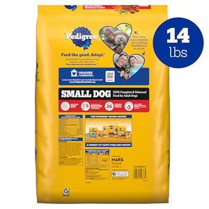 Pedigree Dry Dog Food for Small Adult Dogs 14 lb Bag Grilled Steak and Vegetable Flavor Complete Nutrition for Daily Feeding
