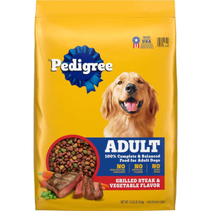 Pedigree Adult Dry Dog Food Grilled Steak and Vegetable Flavor 18 lb Bag Complete Nutrition