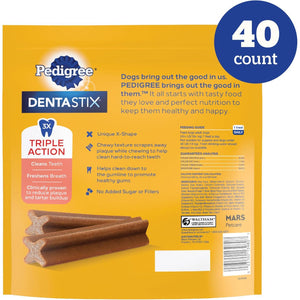 Pedigree Dentastix Large Dog Treats 2.08 lb Beef Flavor Chews 40 Count Daily Dental Care