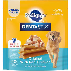 Pedigree Dentastix Large Breed, 2.08?lb Bag, 40 Original Flavor Treats for Large Dogs