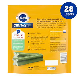 Pedigree Dentastix, 1.46 lb Bag, 28 Large Breed Dog Treats, Fresh Flavor, Helps Clean Teeth & Freshen Breath