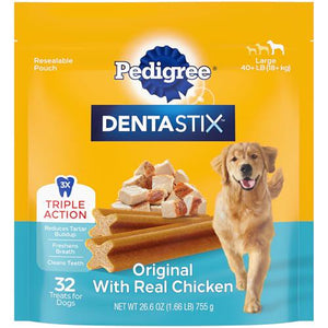 Pedigree Dentastix Dental Dog Treats for Large Dogs, Original Flavor, 32 Treats, 1.66 lb Bag