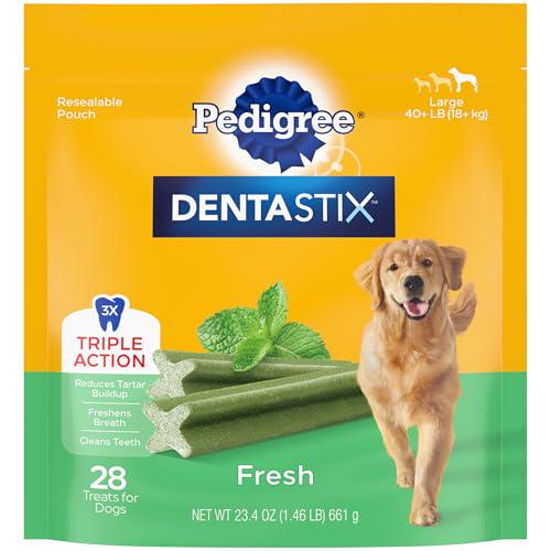 Pedigree Dentastix, 1.46 lb Bag, 28 Large Breed Dog Treats, Fresh Flavor, Helps Clean Teeth & Freshen Breath
