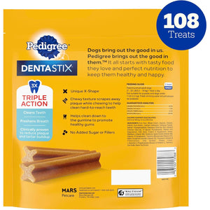 Pedigree Dentastix Small & Toy, 1.63?lb Bag, 108 Treats, Original Flavor, Dental Care for Small Dogs
