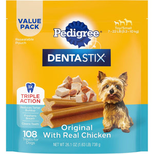 Pedigree Dentastix Small & Toy, 1.63?lb Bag, 108 Treats, Original Flavor, Dental Care for Small Dogs