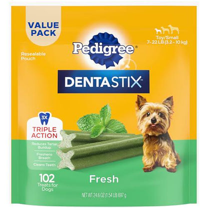 Pedigree Dentastix Fresh Flavor Dog Treats 1.54 lb Bag 102 Treats for Small and Toy Breeds