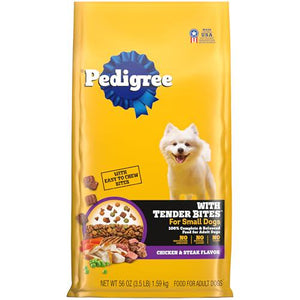Pedigree Tender Bites Small Dogs Adult Dry Dog Food Chicken and Steak Flavor 3.5 lb Bag