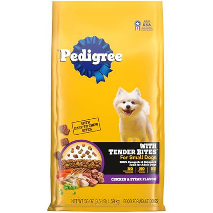 Pedigree Tender Bites Small Dogs Adult Dry Dog Food Chicken and Steak Flavor 3.5 lb Bag