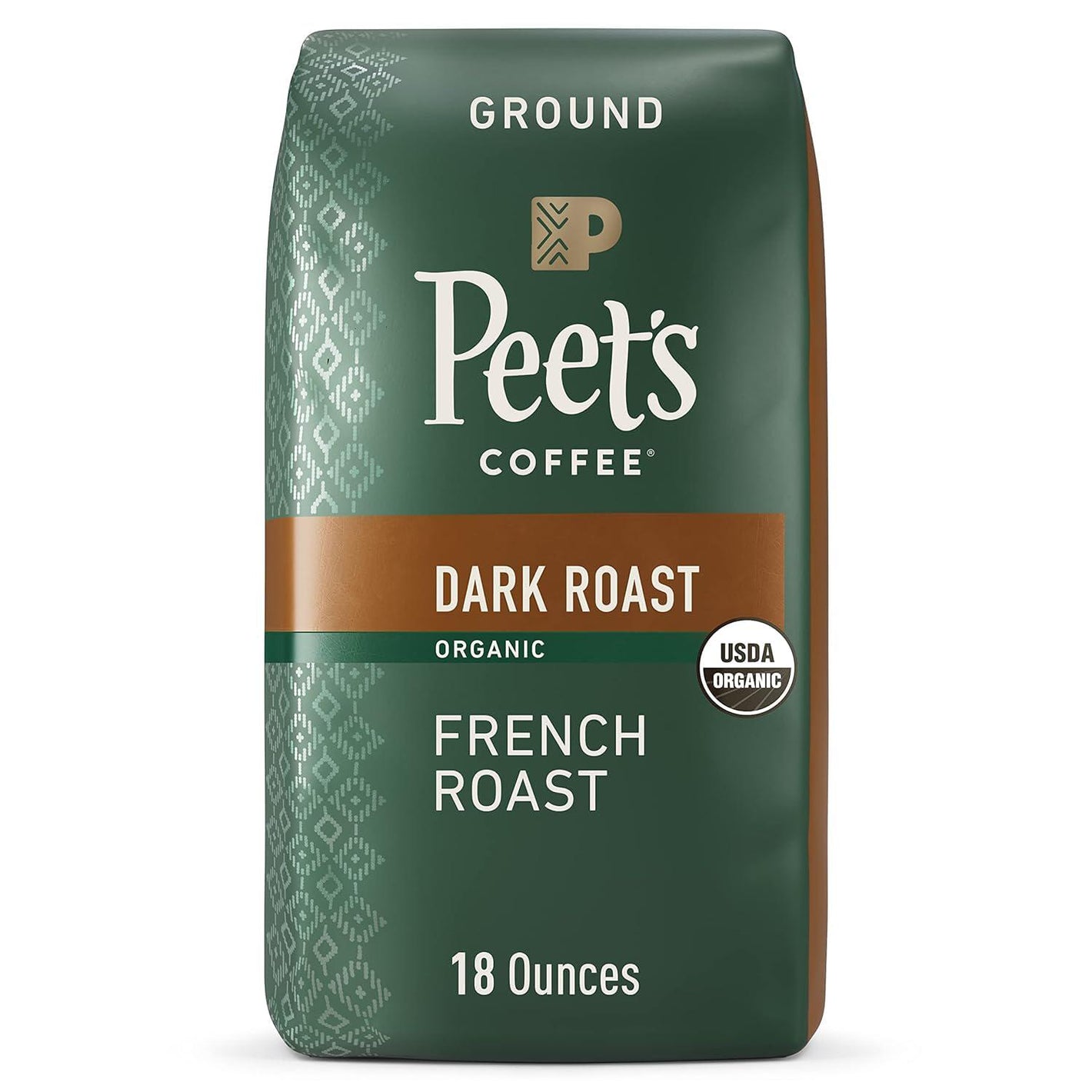 Peet’s Coffee USDA Organic Dark Roast Ground Coffee, French Roast, 18oz Bag