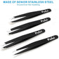 Pefei Pefei Tweezers Set - Professional Stainless Steel Tweezers For Eyebrows - Great Precision For Facial Hair, Splinter And Ingrown Hair Removal (Black)