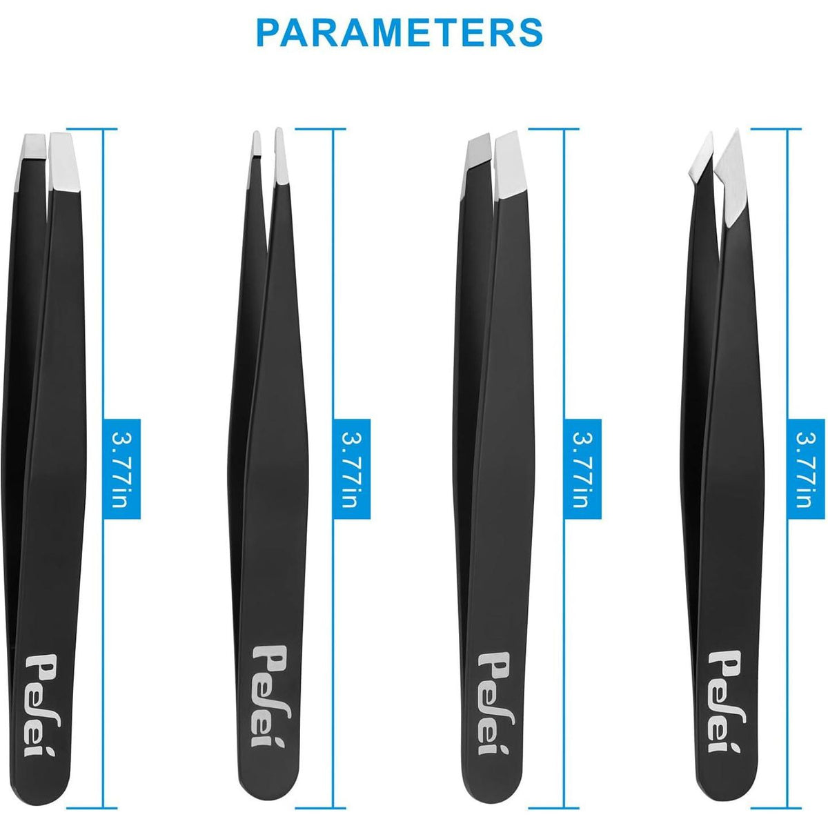Pefei Pefei Tweezers Set - Professional Stainless Steel Tweezers For Eyebrows - Great Precision For Facial Hair, Splinter And Ingrown Hair Removal (Black)