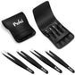 Pefei Pefei Tweezers Set - Professional Stainless Steel Tweezers For Eyebrows - Great Precision For Facial Hair, Splinter And Ingrown Hair Removal (Black)