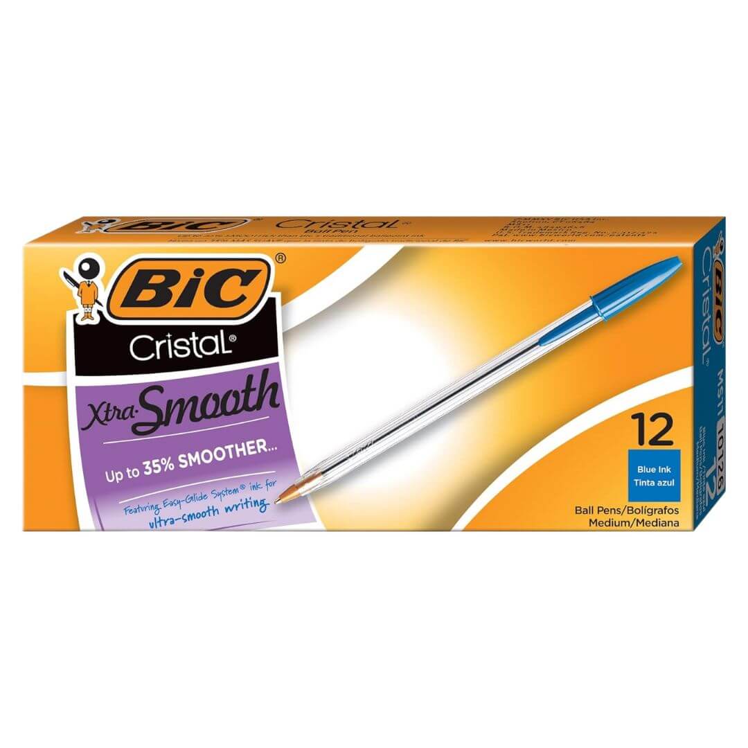 BIC Cristal Xtra Smooth Medium Point Blue Ball Pen