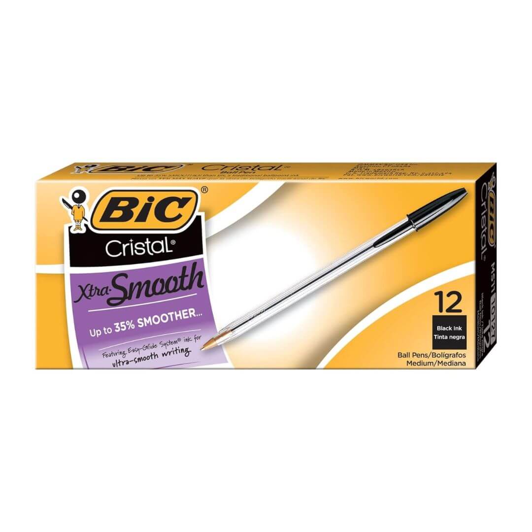 BIC Cristal Xtra Smooth Medium Point Black Ball Pen