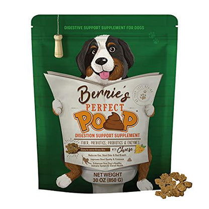 Bernie's Best Perfect Poop Cheddar Cheese Dog Digestive Supplement 30 Servings Fiber Prebiotics Probiotics Enzymes