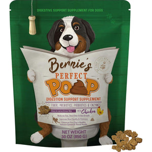 Bernie's Best Perfect Poop Supplement for Dogs, 30 oz, Fiber + Prebiotics + Probiotics, Chicken Flavor, Digestion Aid