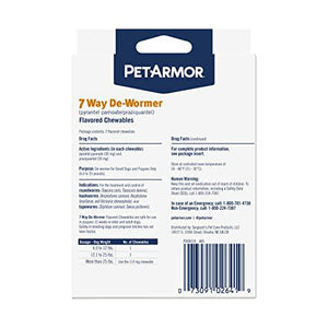 PetArmor 7?Way Dewormer Chewables, 6.25?lb Dogs & Puppies, Tapeworm/Roundworm/Hookworm Treatment, Flavor