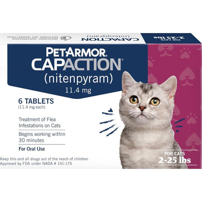 PetArmor CapAction Flea Tablets for Cats 2 to 25 lbs 6 Fast Acting Oral Doses Starts in 30 Minutes