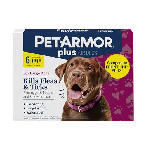 PetArmor Plus Flea & Tick Prevention for Dogs, Large Dogs 45–88 lbs, 6 Doses, Waterproof Topical