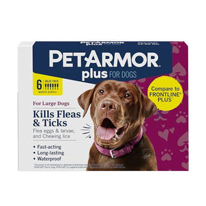 PetArmor Plus Flea & Tick Prevention for Dogs, Large Dogs 45–88 lbs, 6 Doses, Waterproof Topical