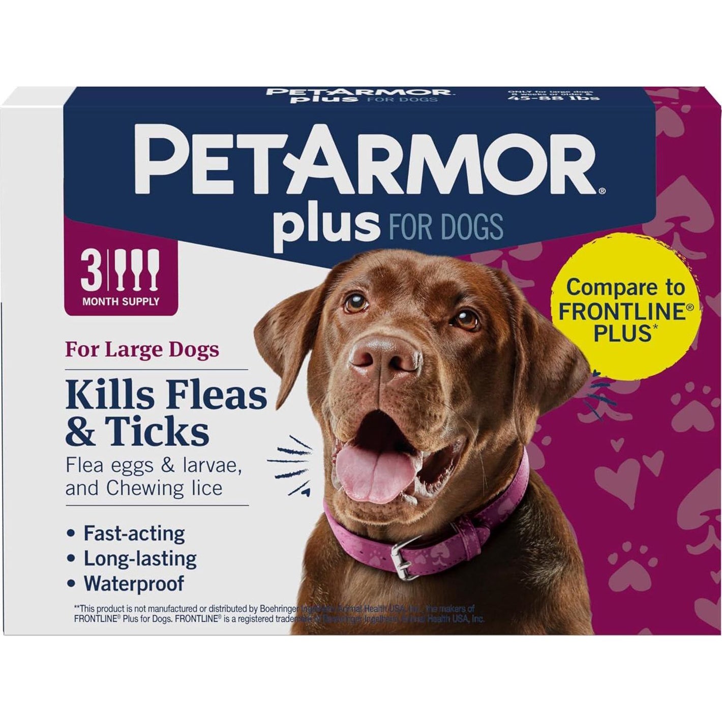 PetArmor Plus Flea and Tick Topical Treatment for Large Dogs 45–88 lbs 3 Dose Waterproof Fast Acting