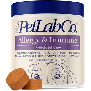 PetLab Co Allergy & Immune Dog Chews, 30 Soft Chews, Pork Flavor, Supports Seasonal Allergies & Gut Health