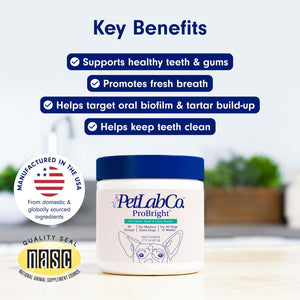 PetLab Co ProBright Dog Dental Powder, Medium Dogs, Tartar & Bad Breath Support, Easy Water Additive