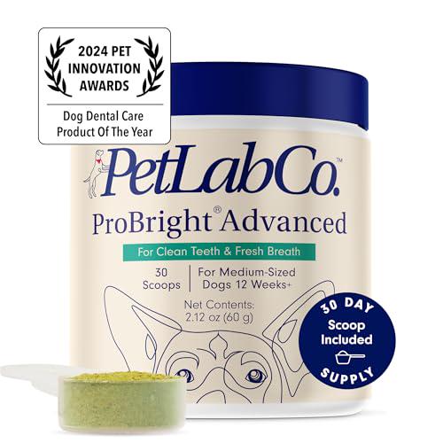 PetLab Co ProBright Dental Powder for Dogs, Teeth Cleaning & Breath Freshener, Medium Dogs