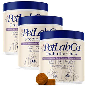 Petlab Co Dog Probiotics Pork Flavor 30 Soft Chews Gut and Allergy Support Value 3 Pack