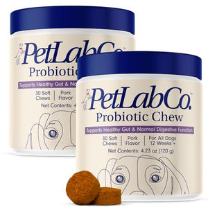 PetLab Co Probiotics for Dogs 2 Pack 30 Chews Each Pork Flavor Gut Support Seasonal Allergy Relief