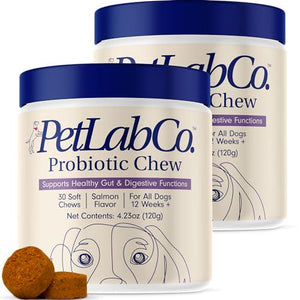 PetLab Co Probiotics for Dogs, Salmon Flavor, Supports Gut & Seasonal Allergies, 30 Soft Chews x 2 Packs