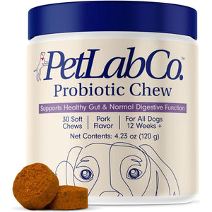 PetLab Co Dog Probiotic Soft Chews for Gut Health Pork Flavor 30 Count