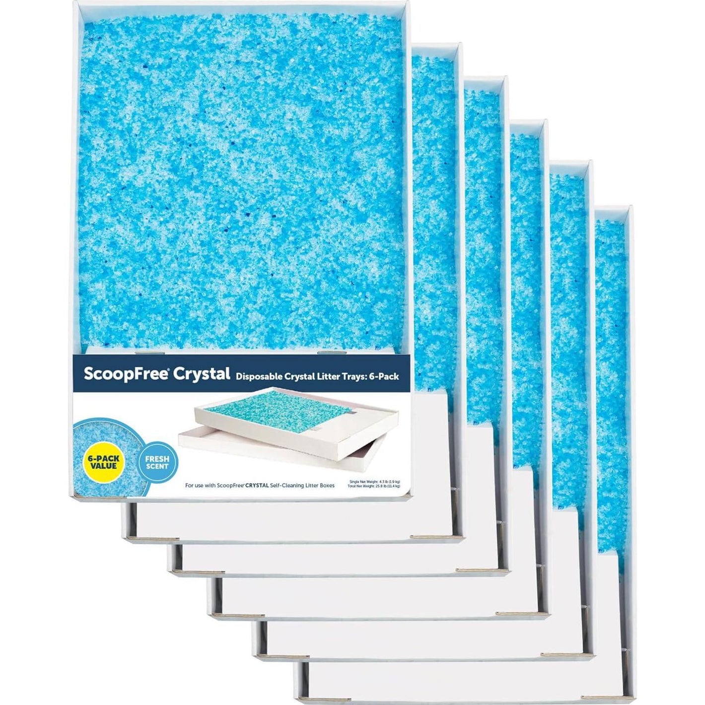 PetSafe ScoopFree Crystal Cat Litter Refill Trays Fresh Scent with Lid 6 Pack 4.3 lb Each
